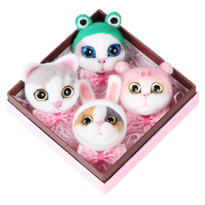 Игрушки для домашних животных коты из шерсти вязаные крючком куклы войлочная