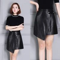 meshare sheepskin skirt high waist a line leather skirt 18k87