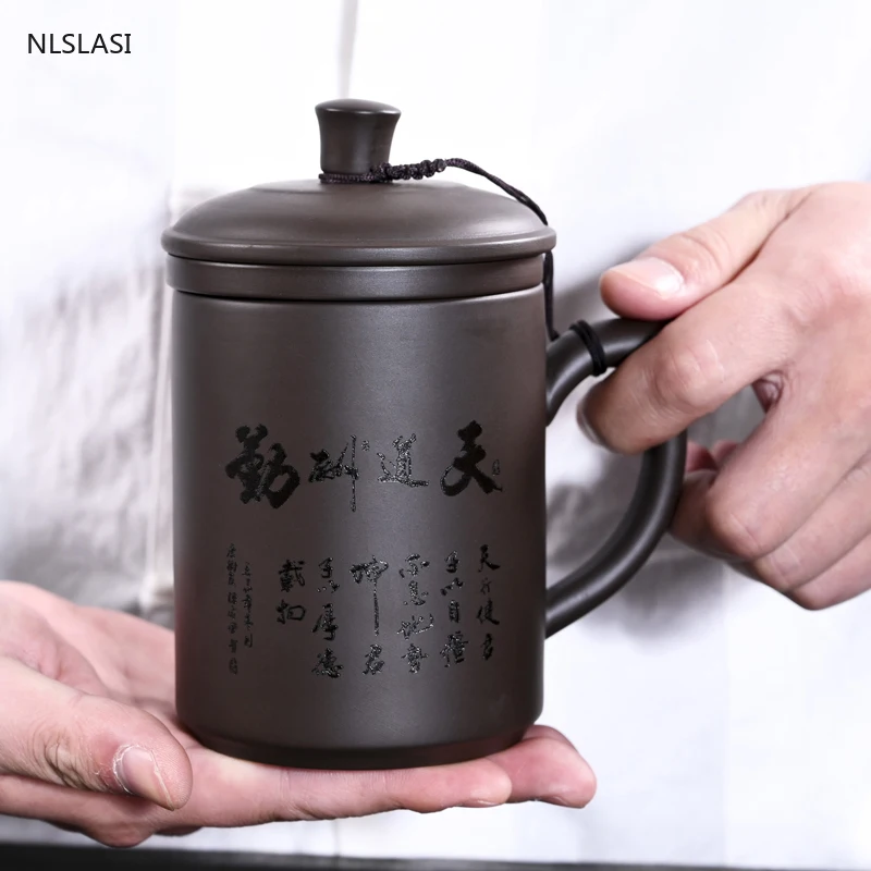 

Yixing Purple Clay Filter liner teacup handmade Tea Set Convenient travel Tea Cups Chinese Tea Ceremony Office Drinkware
