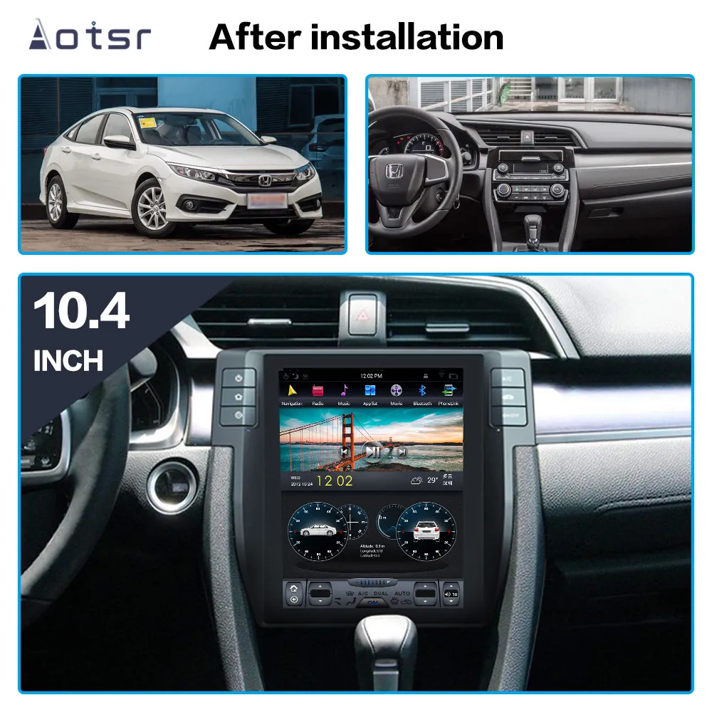 Автомобильный Gps навигатор Android 8 1 Tesla Тип стиль для Honda Civic 2016 + головное устройство