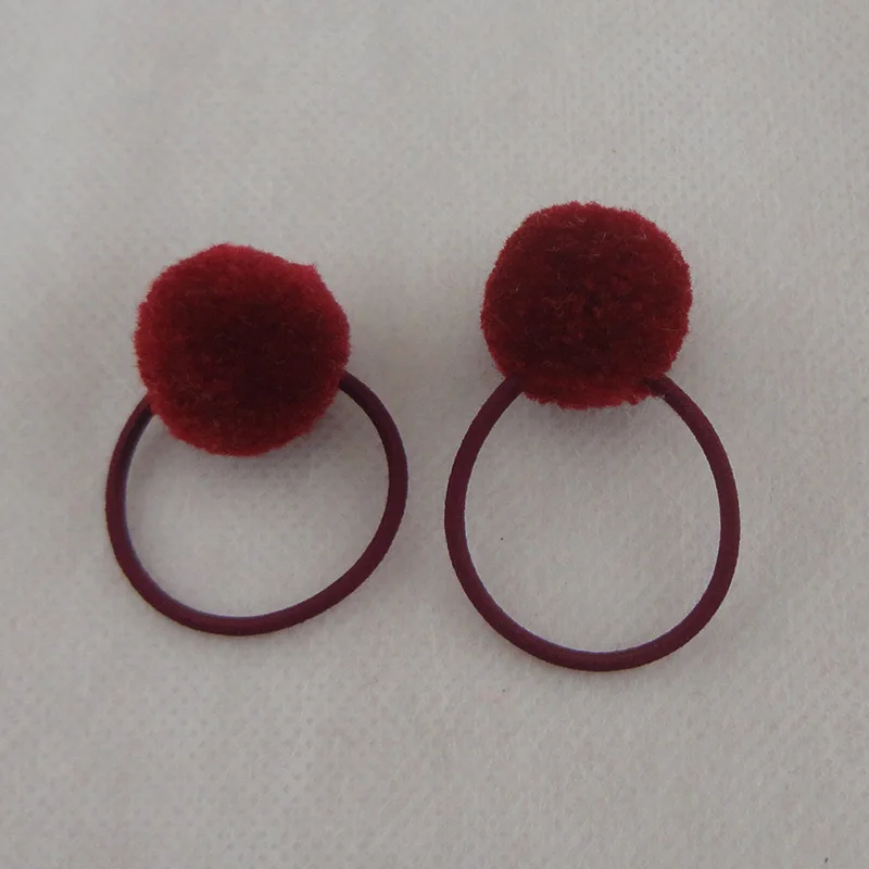 Wine Red hair tie 10 шт. 2,0 см Кашемир мех шарик-помпон эластичные резинки для волос для детей Детские конский хвост держатели для волос веревки с бархатным шариком - Цвет: Wine Red hair tie