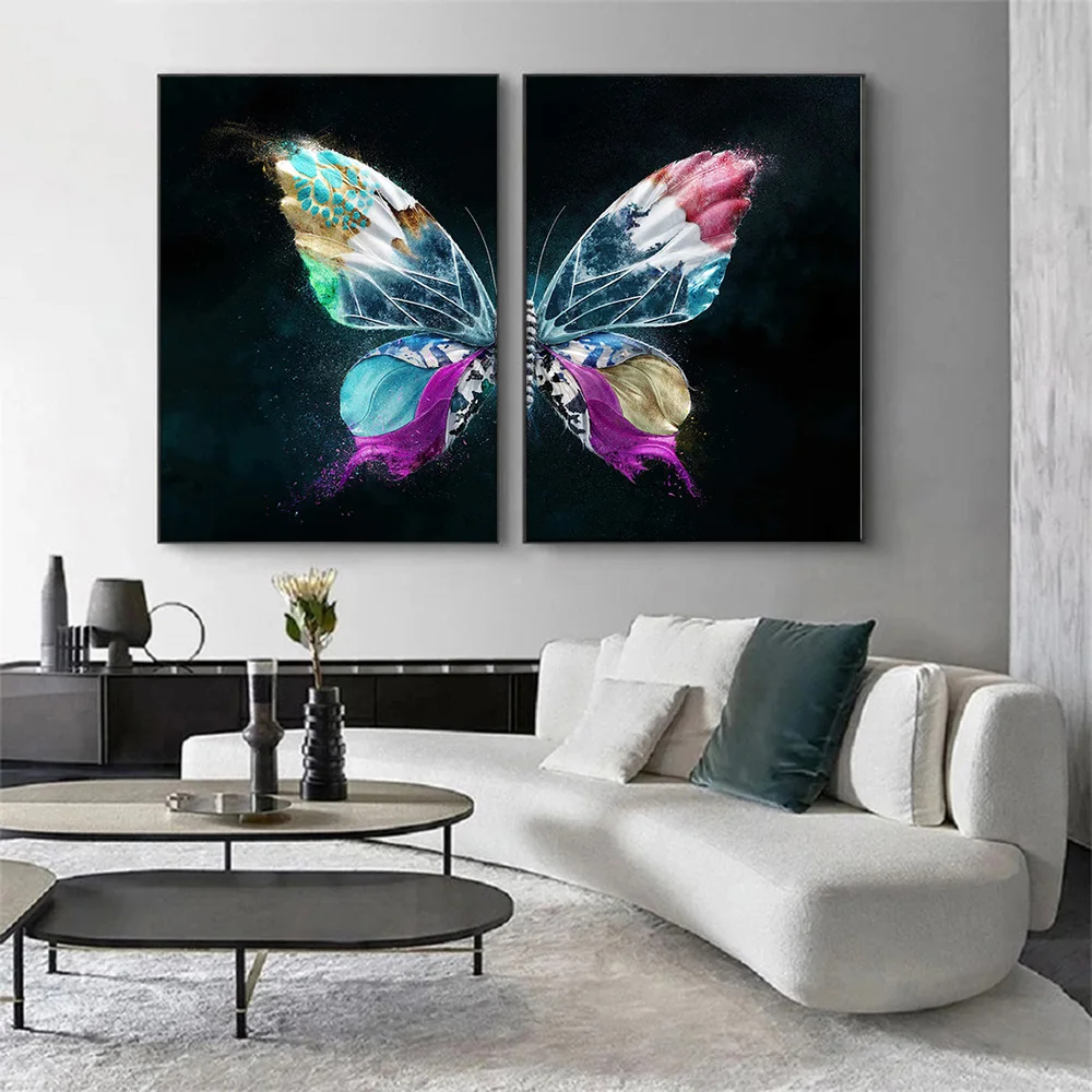

Colourful Beautiful Butterfly Canvas Paintings Prints Modern Aesthetic Minimalist Artwork Posters Pictures Wall Art Home Decor