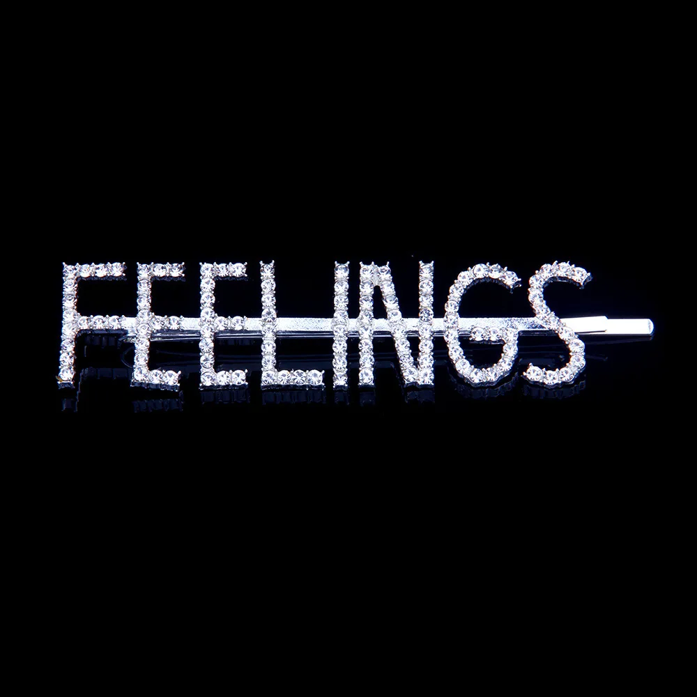 FEELINGS 1 шт. GLAM/DRIPPIN/X Кристальные блестящие стразы заколки для волос буквы заколки для волос заколки аксессуары для укладки волос для женщин и девушек - Цвет: FEELINGS