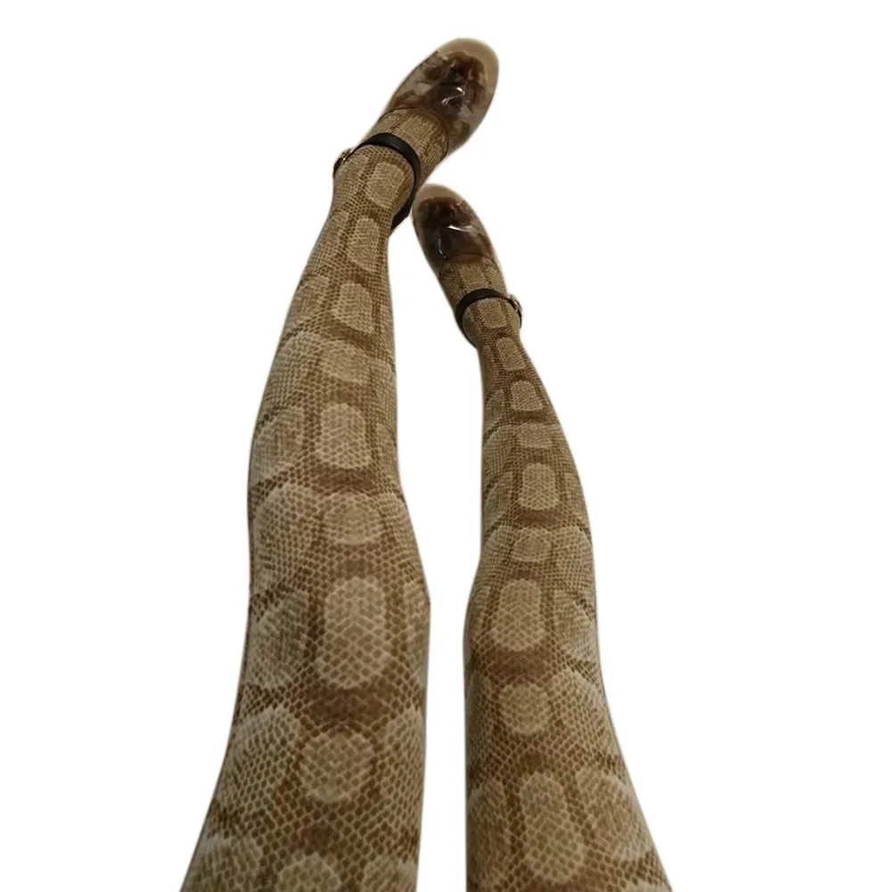 3D носки со змеиным рисунком чулки женские колготки эластичные длинные имитация