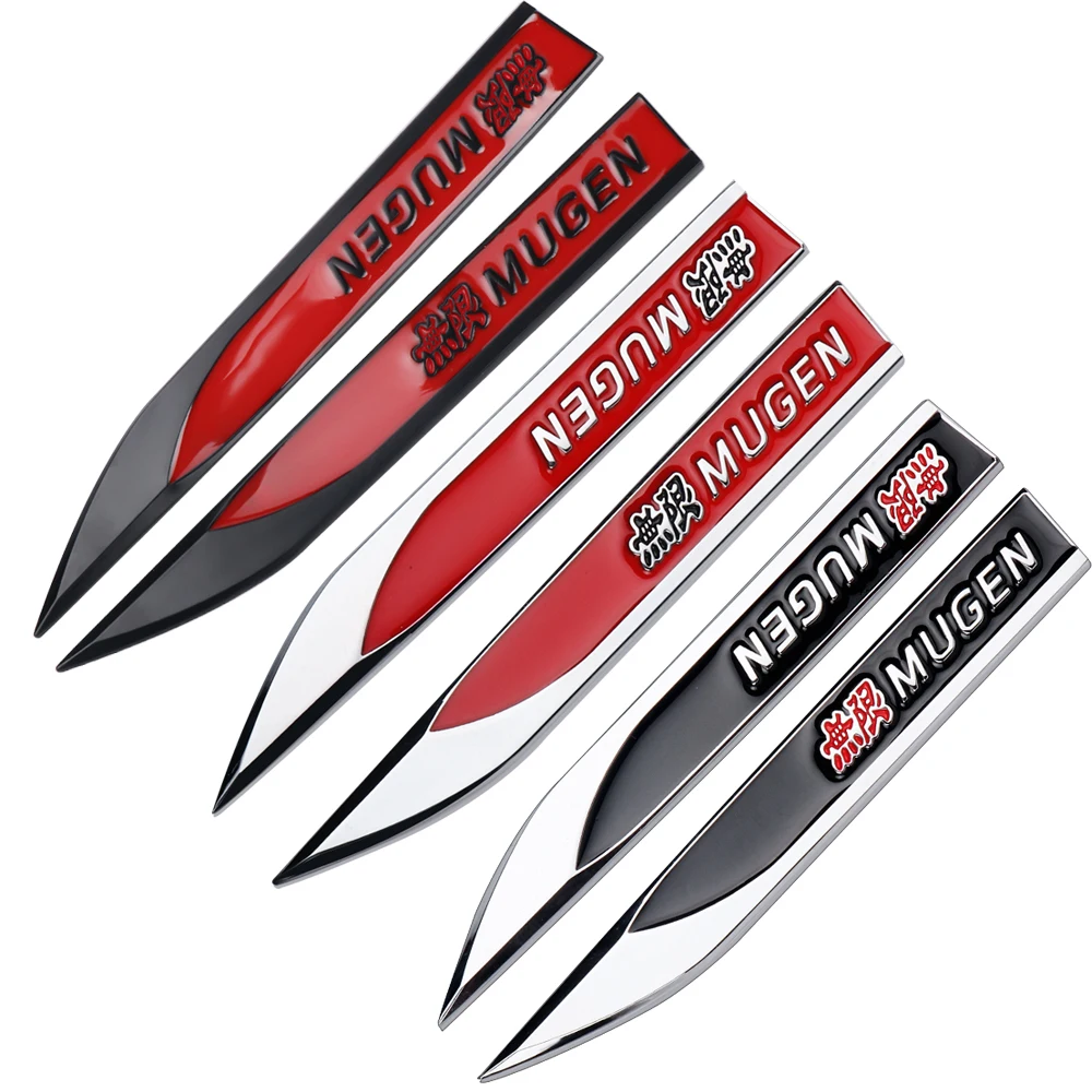 

2PCS 3D Metal Mugen Badge Auto Fender Side Decal Body Decor Sticker For Honda Civic City Jazz Accord Crv Fit Insight Vtec Pilot