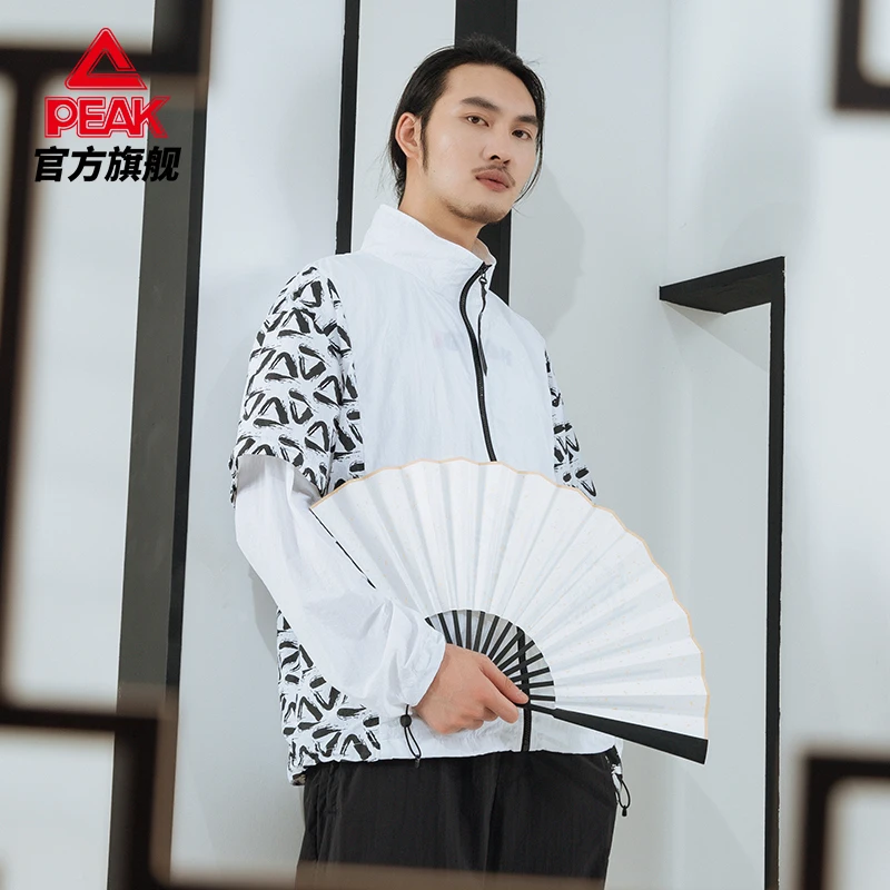 

Мужская ветровка с треугольным принтом [ink series], черная трикотажная куртка с воротником-стойкой, с принтом H, осень 2021