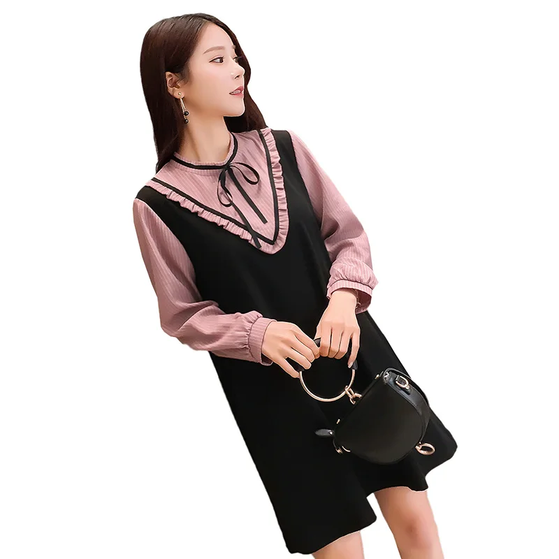 

9387# 2021 Spring Korean Fashion Patchwork Maternity Blouses Sweet Loose Shirt Clothes for Pregnant Women Chic Pregnancy Tops