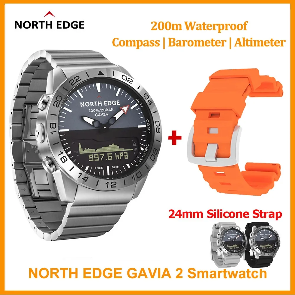 [ES] Оригинальные Смарт часы North EDGE GAVIA 2 200 м водонепроницаемые высотомер Компас