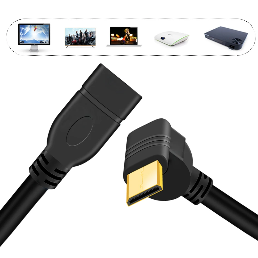 Вверх вниз правый левый угловой мини HDMI к штекер гнездо кабель 15 см для ноутбука