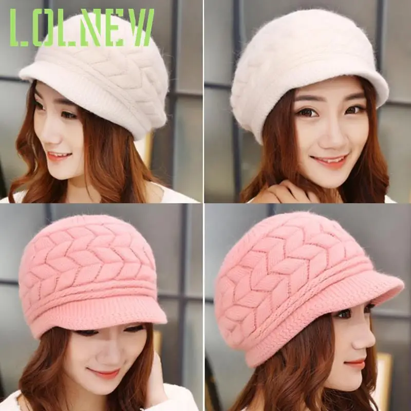 

2020 Autumn Winter Hat Warm Beanies Fleece Inside Knitted Hats For Woman Rabbit Fur Cap Ladies Fashion Hat