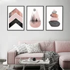 Постер розового, серого, розового золота, скандинавские принты, горы в елочку, каменная живопись, Современное абстрактное настенное искусство, настенное украшение