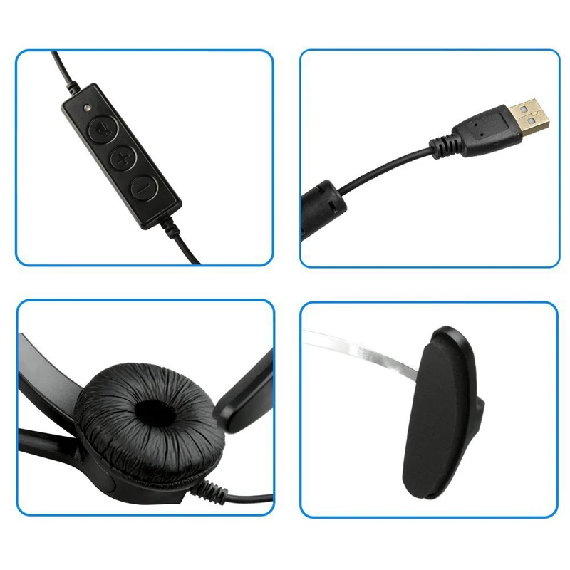 

Mute Function Call Center USB Headset Noise Cancelling USB Call Center Headphone with Microphone for Skype Computer