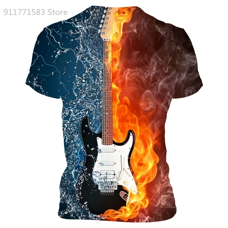 

2021 new T-shirt men's music symbol T-shirt 3d guitar T-shirt shirt printed Gothic anime clothing short-sleeved T-shirt 110-6XL