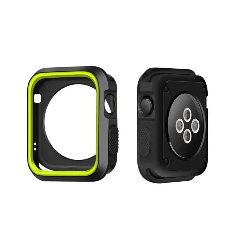 Двухцветный Мягкий силиконовый чехол для Apple Watch Series 4, 3, 2, 1, полностью защитный резиновый чехол для iWatch 5, 40 мм, 44 мм, 38 мм, 42 мм
