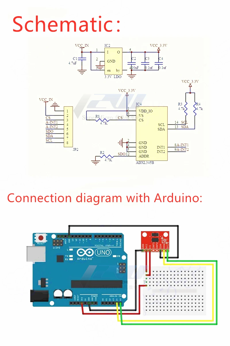 Цифровой трехосевой гравитационный ускорение наклонный модуль IIC / SPI|Реле| |