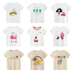 Футболка для девочек, одежда, Детская футболка с коротким рукавом и мультяшным рисунком, топы, одежда для мальчиков, хлопковая летняя одежда для маленьких девочек, Новое поступление 2021