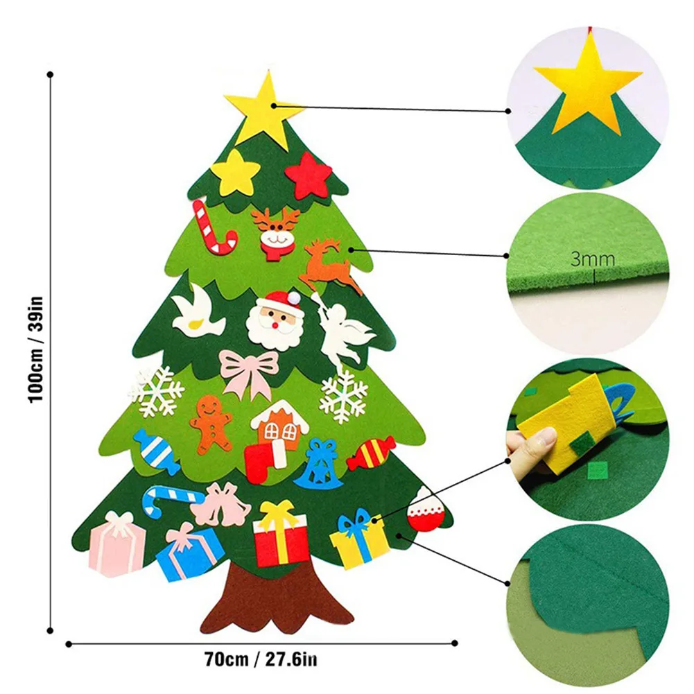 

Kids 3D DIY Felt Christmas Tree Christmas Hanging Decoration For Home New Year Gifts Party Wall Ornaments Santa Claus Tree Toy