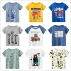 От 1 до 9 лет футболки для мальчиков 100% хлопковая одежда с короткими рукавами и рисунком животных детские летние футболки