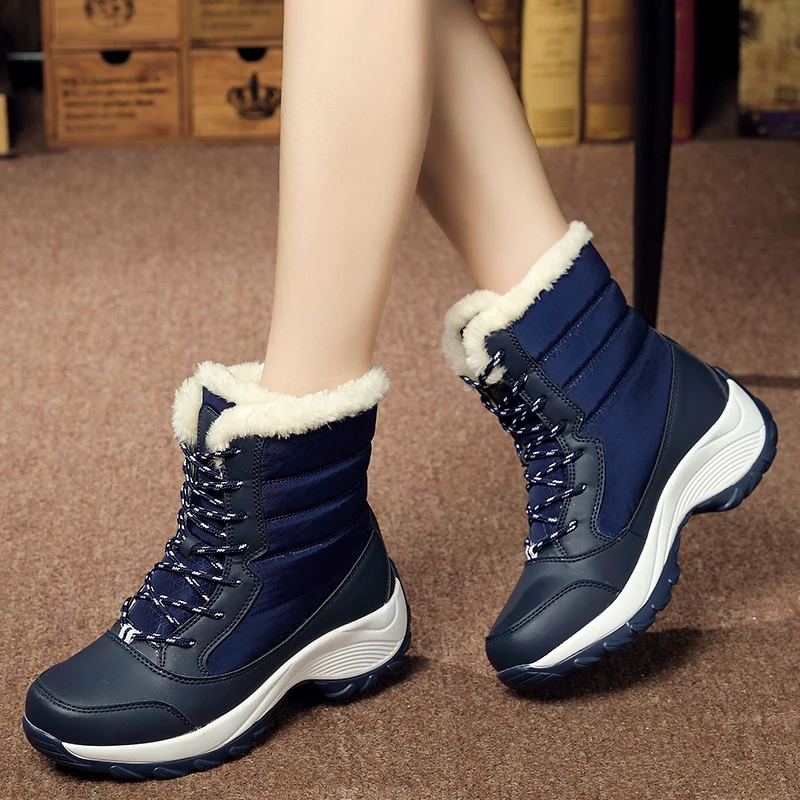 Women's Snow Boots Winter Thickened Warm Boots High-top Waterproof Outdoor Female Shoes Non-slip Thick Sole