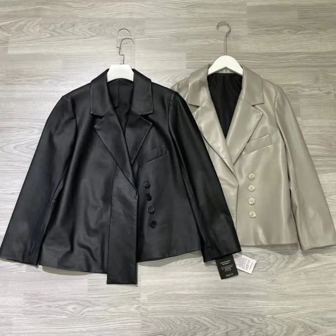 

Genuine Leather Jacket Women Sheepskin Coat 2021 Autumn Winter New Fashion Turn down Collar Long Sleeves Ladies Popular Jacket