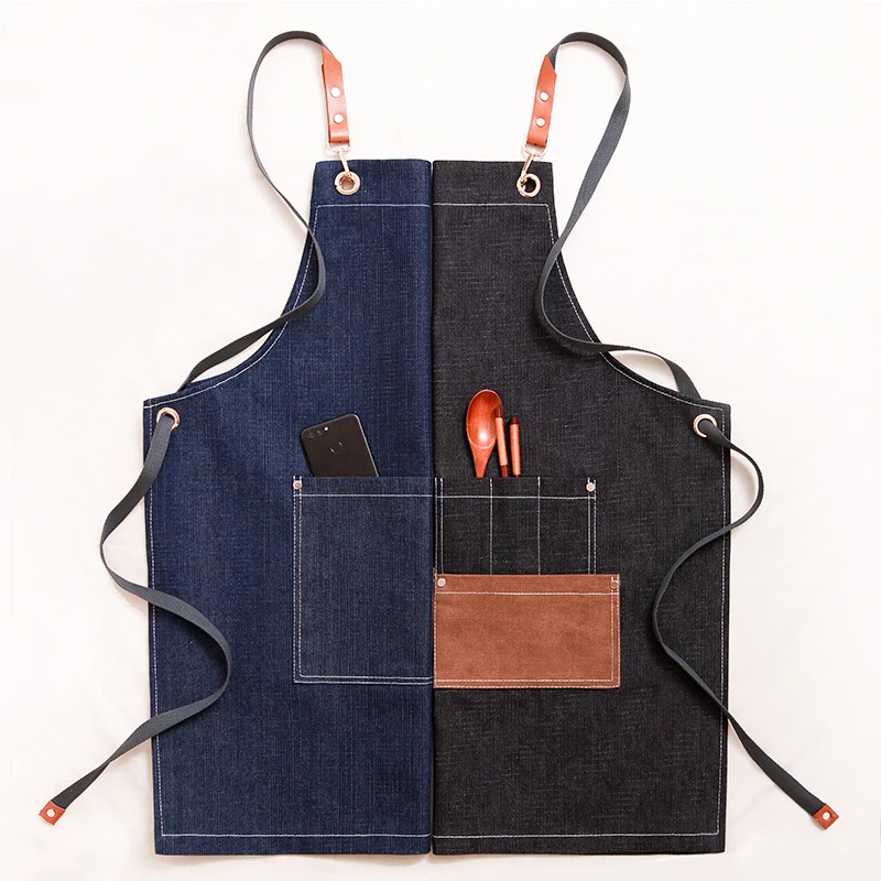 

Free Custom Logo Apron Cowboy Men Women Restaurant Flower Work Barista Milk Coffee Barber Shop Chef Beauty Nails Studios Uniform