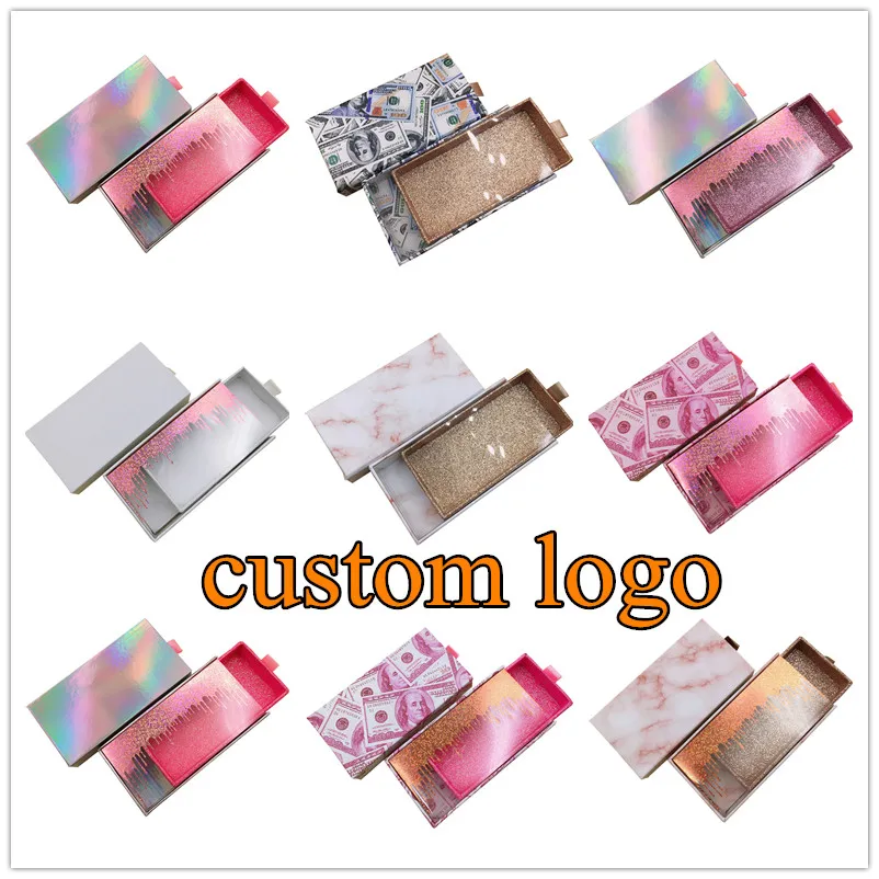 

wholesale eyelash packaging box lash boxes package custom own logo for 10mm-25mm mink eyelashes case bulk Lash marble cases