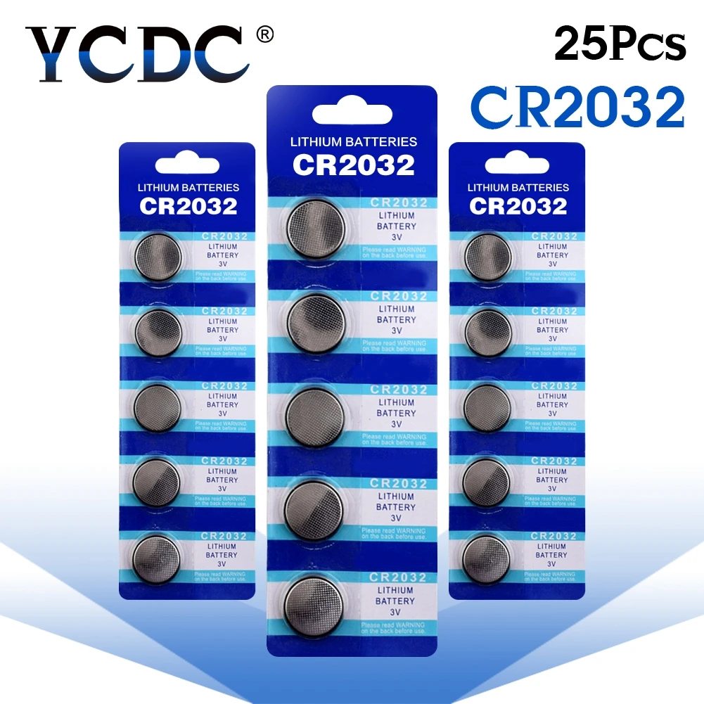 

YCDC 25 шт./лот CR2032 DL2032 3 в 210 мАч литиевая кнопочная батарейка для ключа пульта дистанционного управления игрушки калькулятор одноразовые бата...