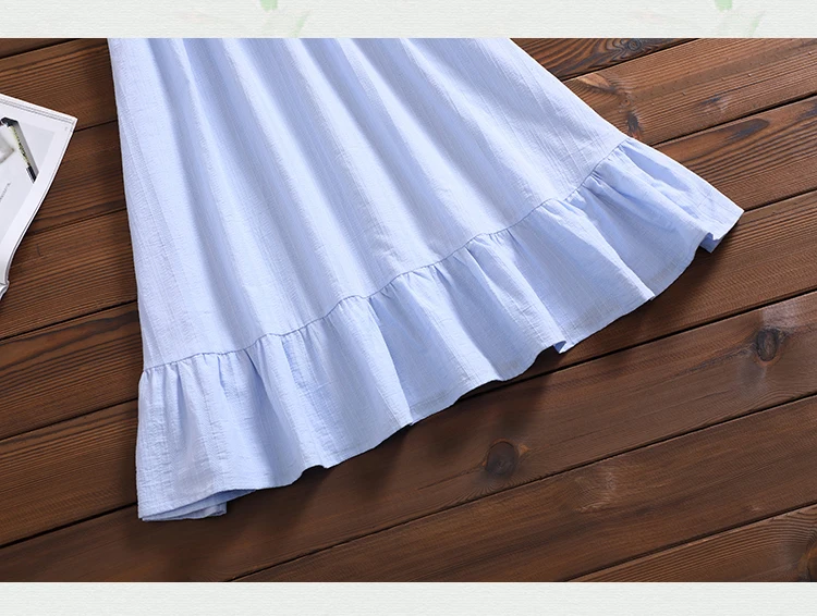 

Summer New Women Dress Fashion 2020 Literature Art Fresh Forest Waist Thin Mid-Length Knee-Length Ruffle Cotton Linen Dress