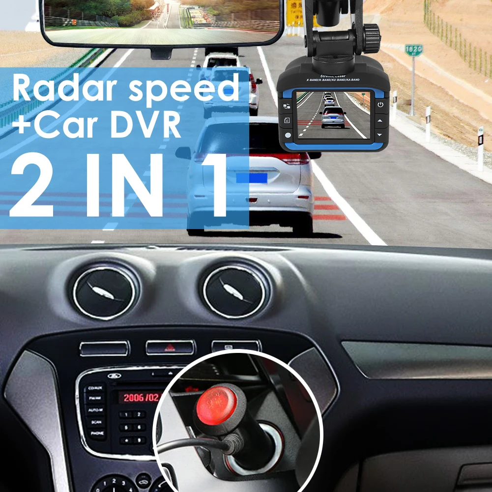 

Car DVR Dash Camera Radar Detector VG3 2 in 1 English Russian Speed Voice Alert for Outdoor Personal Car Decoration