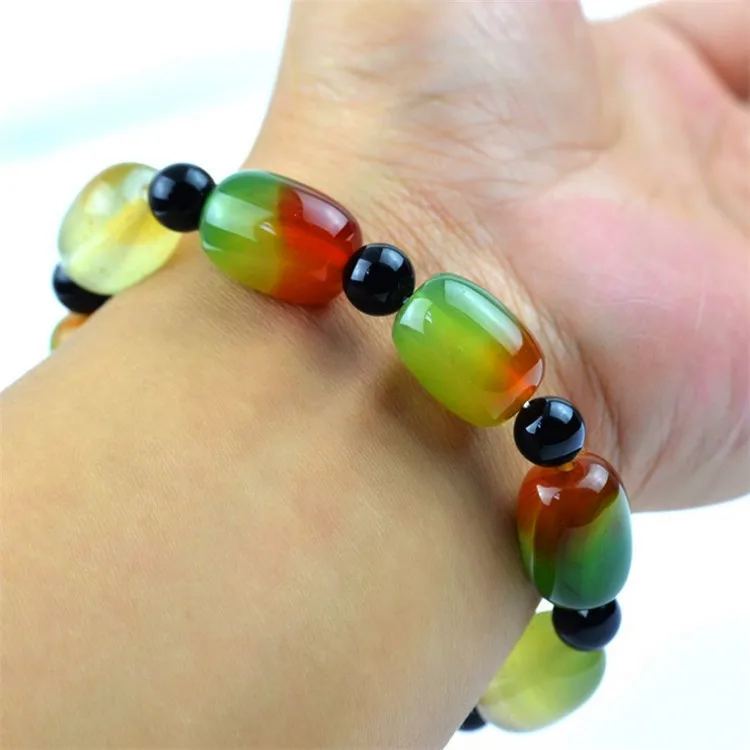 Браслет из черного агата и нефрита мужской женский браслет натурального