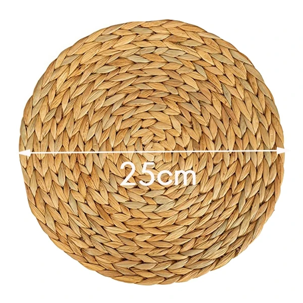 

4Pc Natural Water Hyacinth Woven Placemat Dining Table Insulation Placemat Drain Mat Coaster Bowl Mat