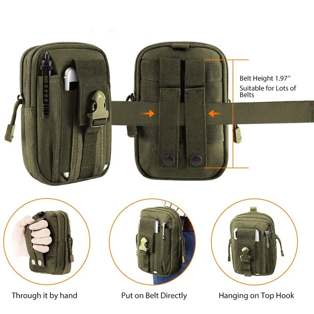 Tactical Pouch Molle EDC/EMT Gear Tool Gadget Belt Outdoor Waist Bag Pocket Organizer with Cell Phone Holster for Smartphone | Спорт и
