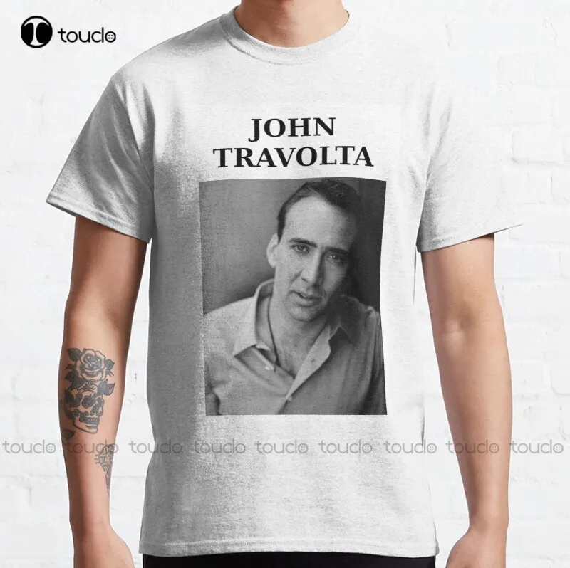 

Nicolas Travolta... John Cage... Wtf John Travolta Nicolas Cage Funny Wrong Humor Joke Face Classic T-Shirt Mens Tee Shirts