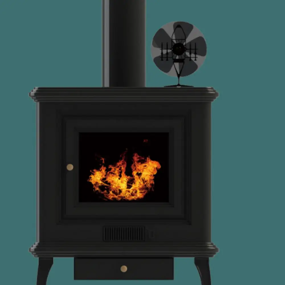 Практичная 5-лопастная деревянная бревна горелка для камина вентилятор