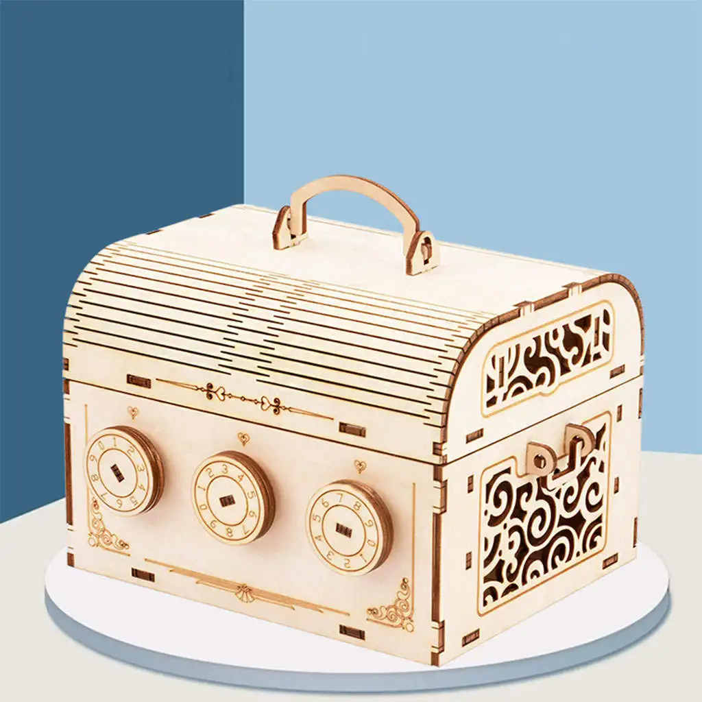 

Wooden Password Box Building Kit Treasure Box for Children Adult Kids Age 7+