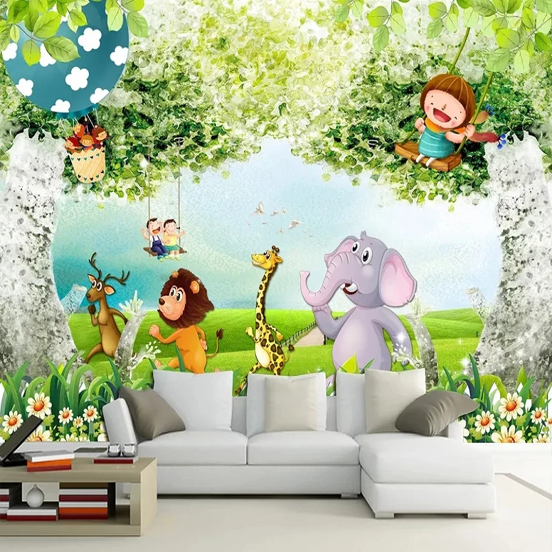 

Custom large mural 3D wallpaper Fairy tale world cartoon carriage animal child bedroom mural TV back wall decor deep 5D embossed