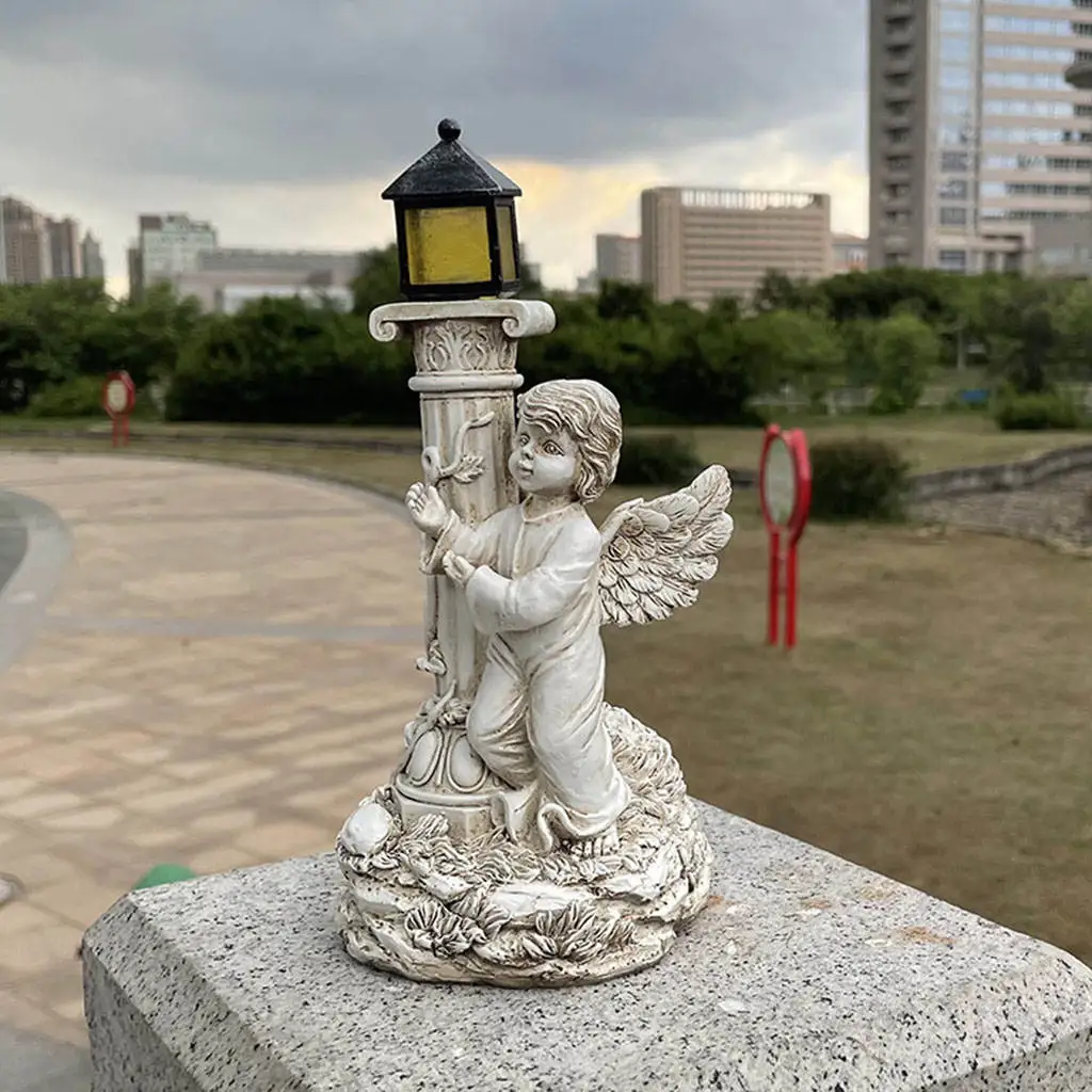 

Angel Statue Outdoor Garden Decor Fairy Angel Figurine Solar Energy Roman Pillar for Patio Yard Art Decor, Outdoor Lawn Decor