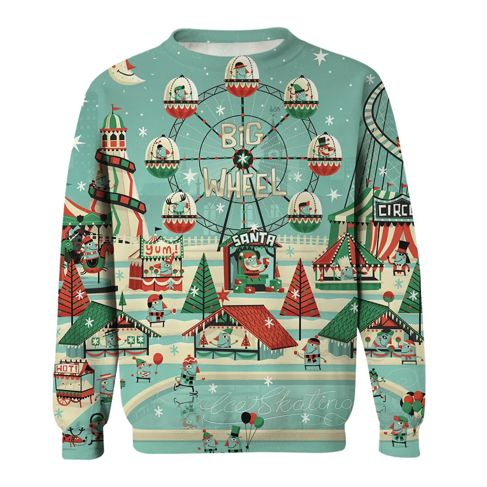 

Long Sleeve Girl Tops Christmas Print Autumn Winter Kawaii Parent-child Outfit Tees Women Harajuku Warm T-shirt Casual Female