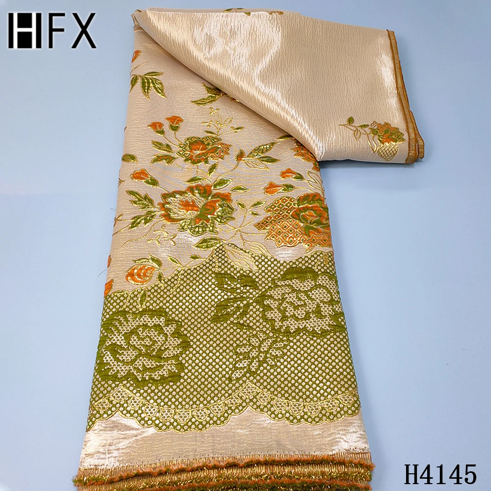 

HFX 2020 Latest Design Jacquard Brocade Lace Fabric French Lace Fabric High Quality African Nigerian Lace Fabric For Party F4145