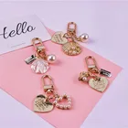 Милый персиковый брелок с сердечком в виде ракушки, ювелирное изделие, креативная металлическая жемчужная Роскошная подвеска Airpods, модный подарок для пары