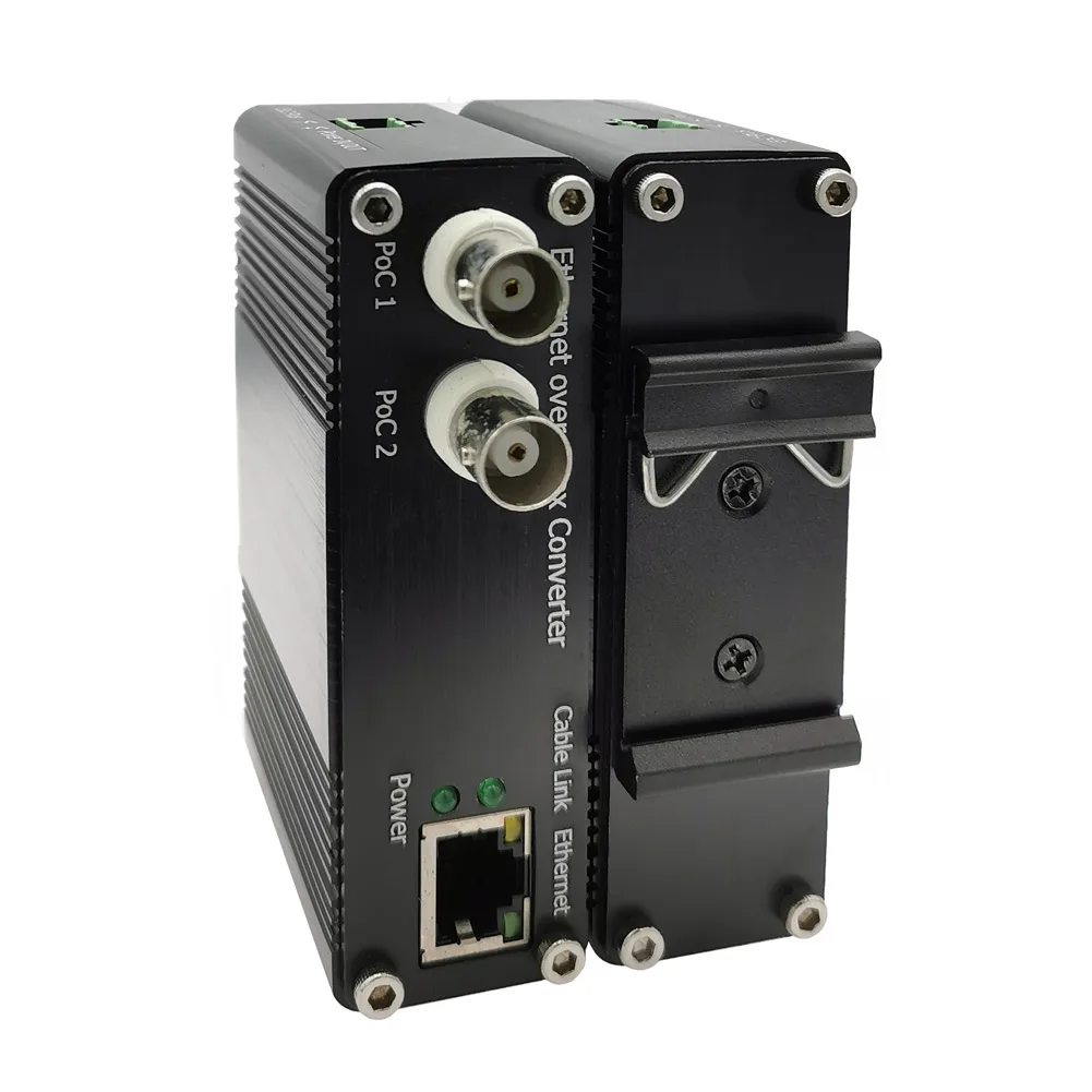 Industrial 10/100Mbps Ethernet Over Coax Extenders with PoC PoE 1Ch EOC Converter