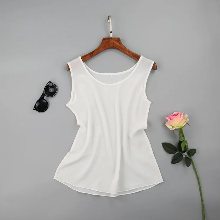 white Женская майка из чистого шелка, блузка, рубашка, жилет без рукавов, L, XL, 2XL, JN006 - Цвет: white