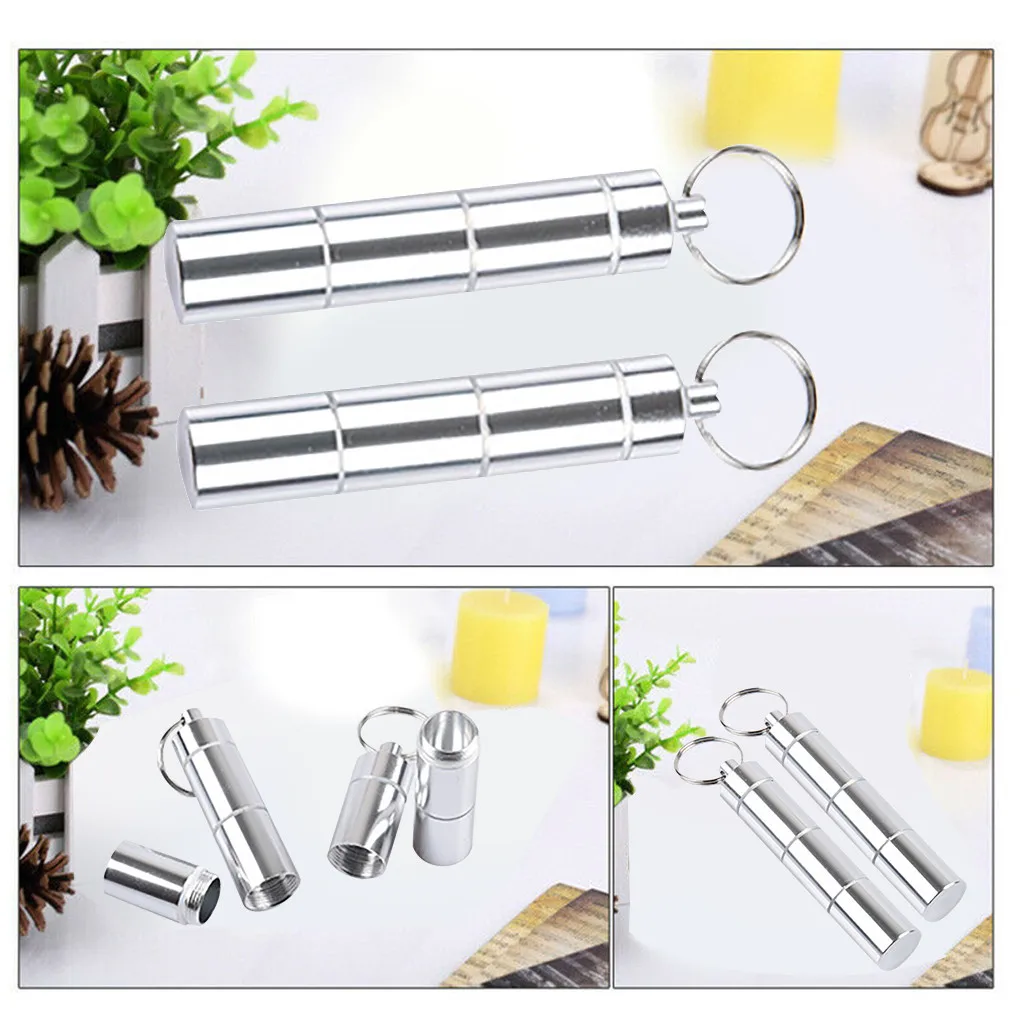 Портативный мини брелок для бутылки с таблетками алюминиевый контейнер