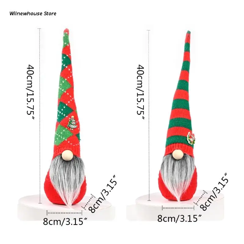 

F62A Christmas Knitted Long Hat Dwarf Gnome Doll Ornaments Cute Cartoon Dwarf Elf
