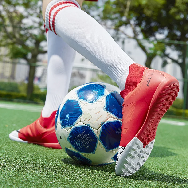 New Professional Blue Football Futsal Shoes Men Society Soccer Cleats Mens Football Boots Flat Turf Soccer Shoes Training Man