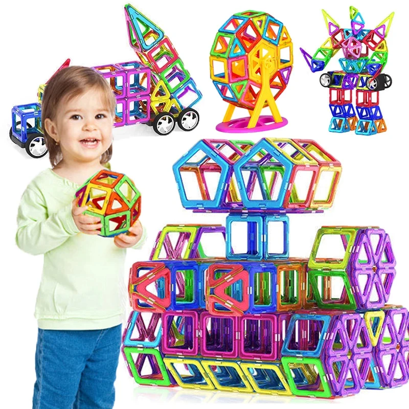 Конструктор Магнитный большого размера и миниатюрного размера, строительные блоки, аксессуары, развивающий конструктор, игрушки для детей