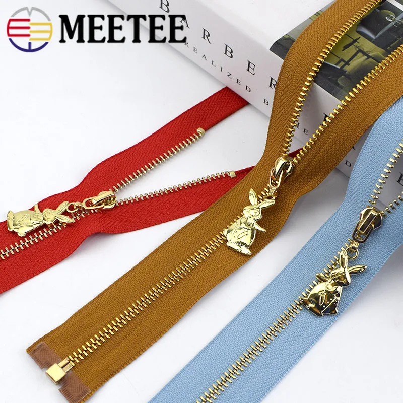 

2/5Pcs 40/50/60/70cm 3# Open-End Metal Zippers Puller Rabbit Silder Zipper Zips Repair Kit DIY Bags Garment Sewing Accessories