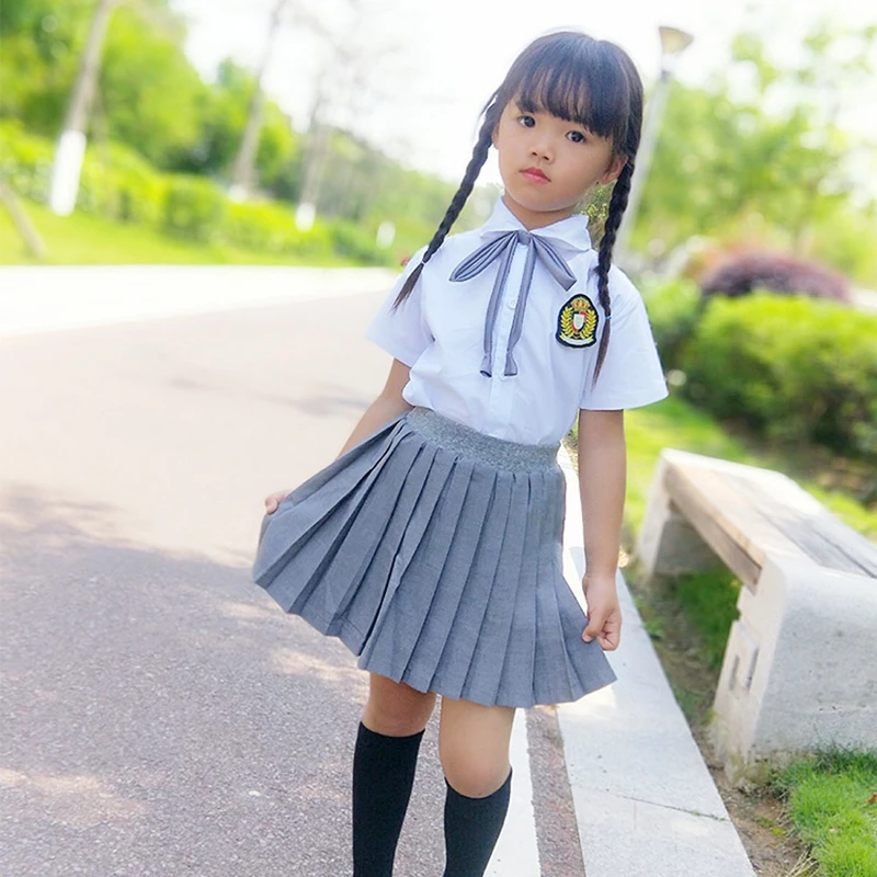 Girls Set Комплект летней одежды для студентов с короткими рукавами, детская форма JK, корейский костюм моряка, школьная форма в британском стиле, комплект из 2 предметов, галстук - Цвет: Girls Set
