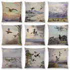 Птица рэпторы Орел Сокол вырезанное крыло летающее небо кормовое речное поле мигрирует зима картина маслом красочная Наволочка Чехол для подушки