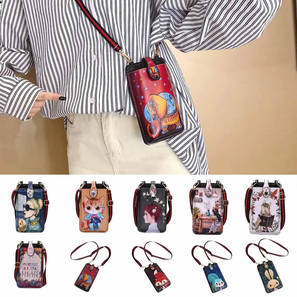

Cell Phone Bag Case Mini Cross-body Shoulder Bag Girls Women Coin Bag Cute Cartoon Print Wallet Bag Women's Wallets Purse